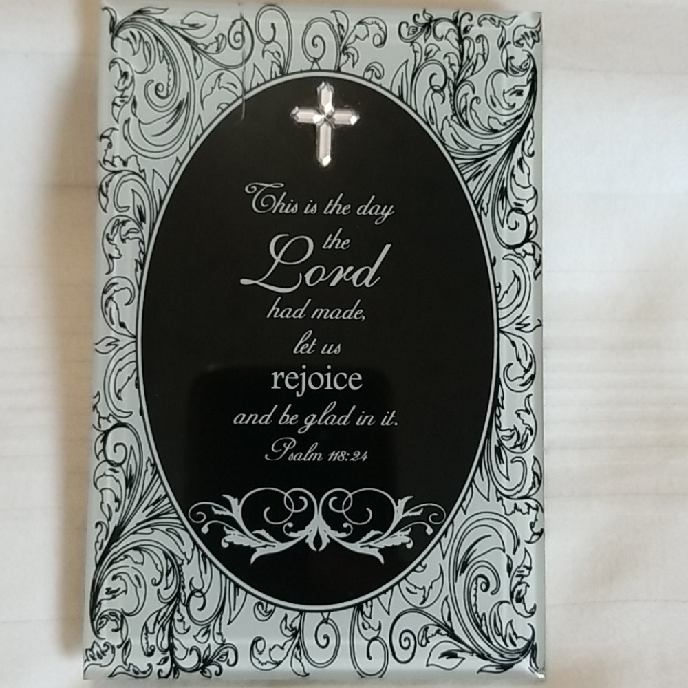 Small Black White Frame Cross Psalm 118:24